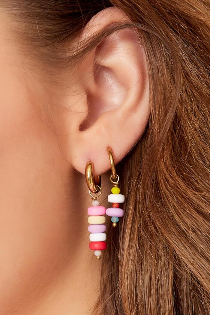 Kleurrijke kralen oorbellen - #summergirls collection Wit goud Stainless Steel Afbeelding3